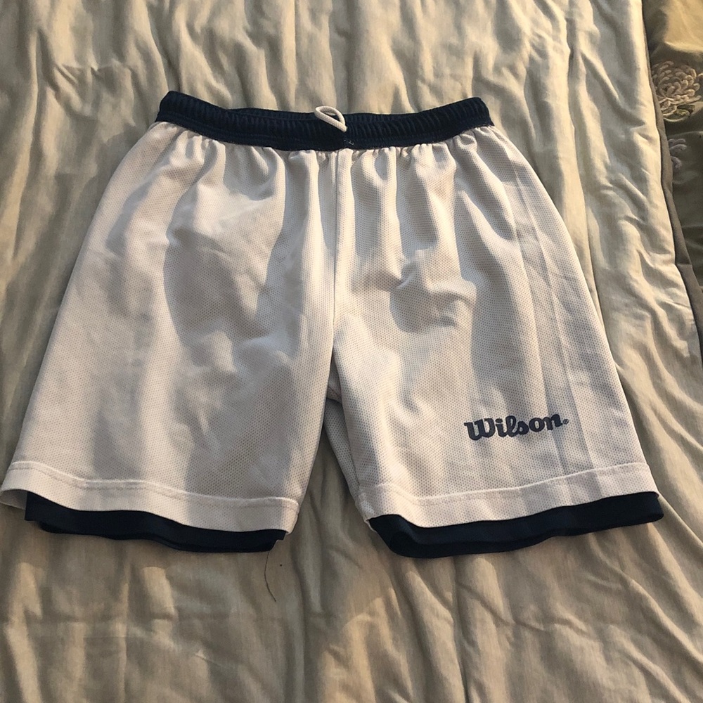 Wilson Men's White and Navy Reversible Athletic Shorts